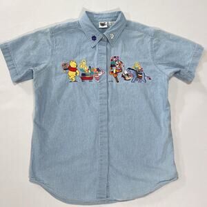 Vintage Disney Catalog Winnie the Pooh Embroidered Denim Shirt Women’s Large